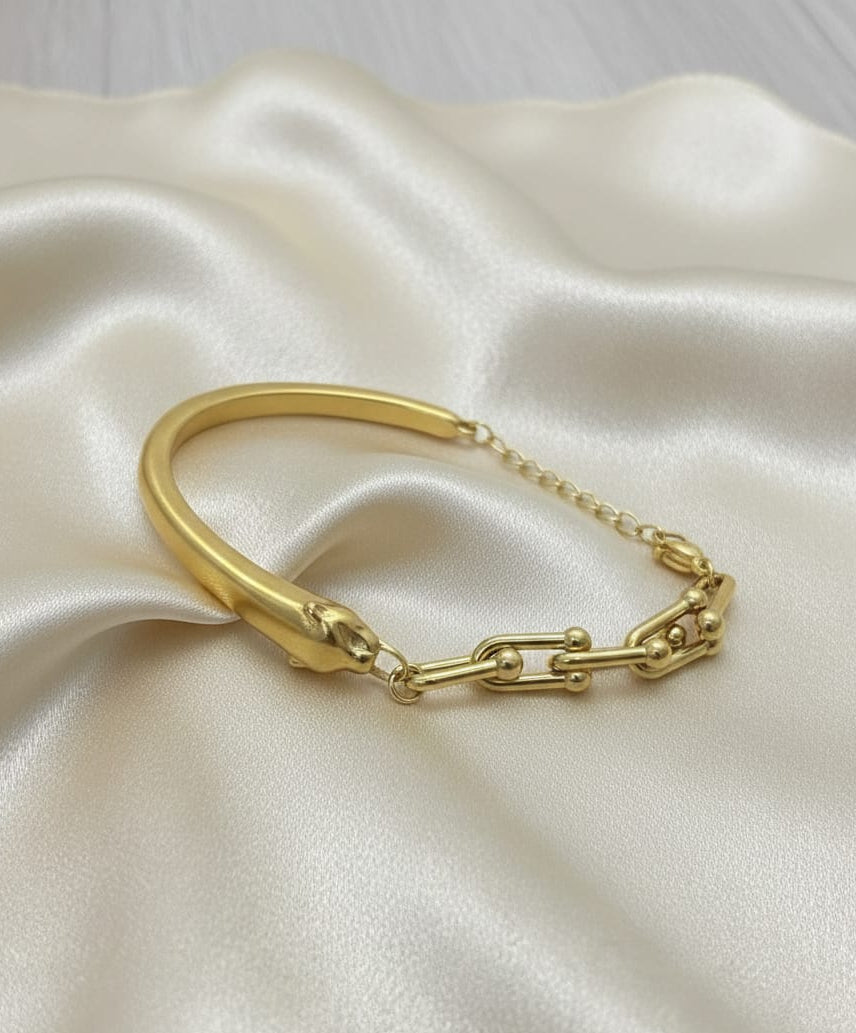 Gold-Plated Half Cuff Chain Link Bracelet BRC019