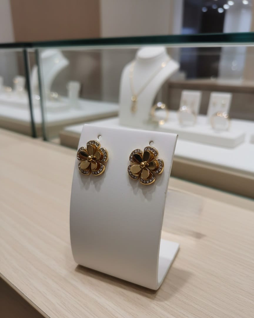 Golden Blossom Floral Stud earrings DFE008