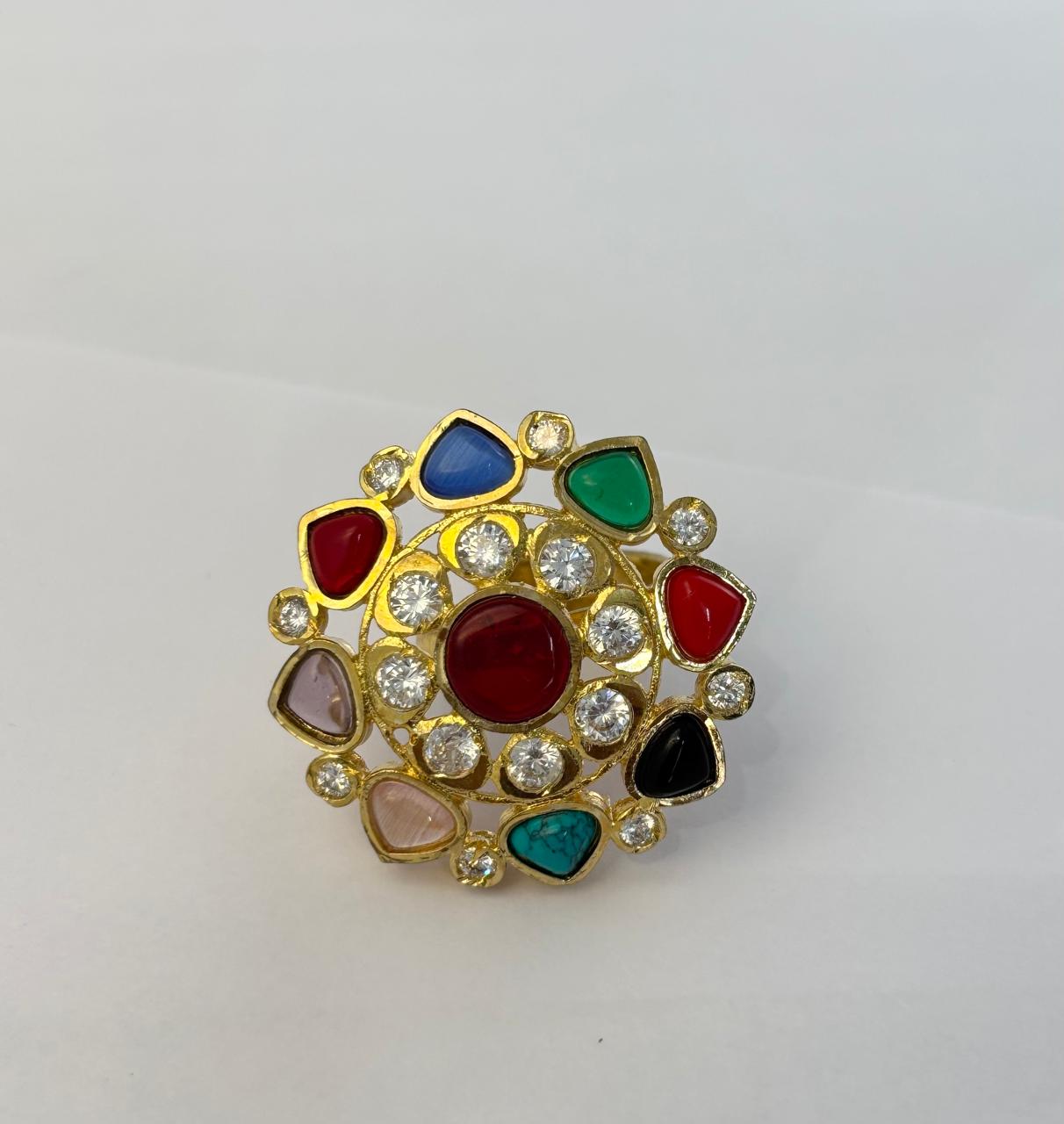 Premium Navaratna Ring with 18K Gold Plated RNG015