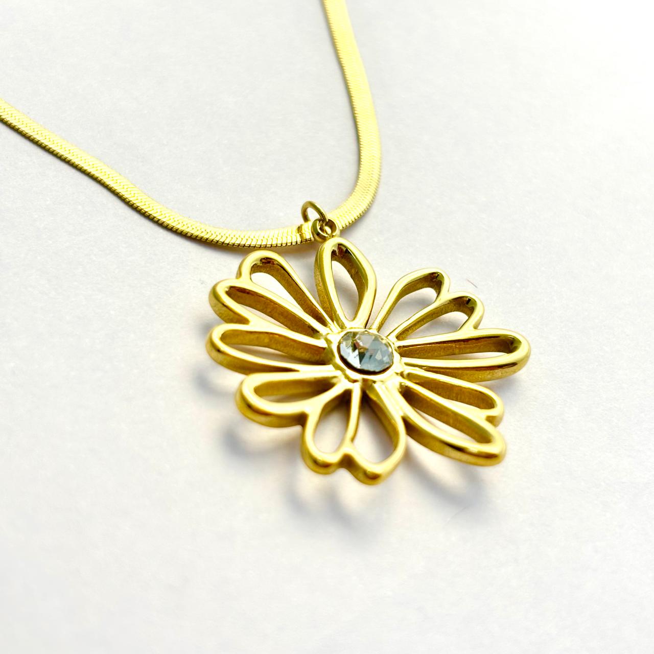 Layered Snake Chain with Floral Charm ANTNC002