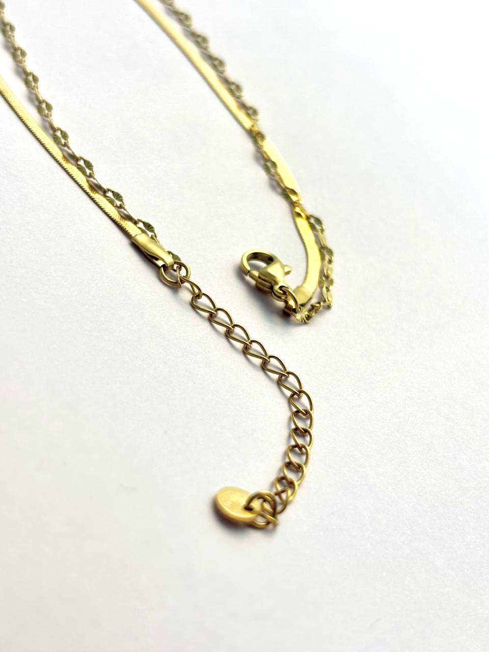 Layered Snake Chain with Floral Charm ANTNC002