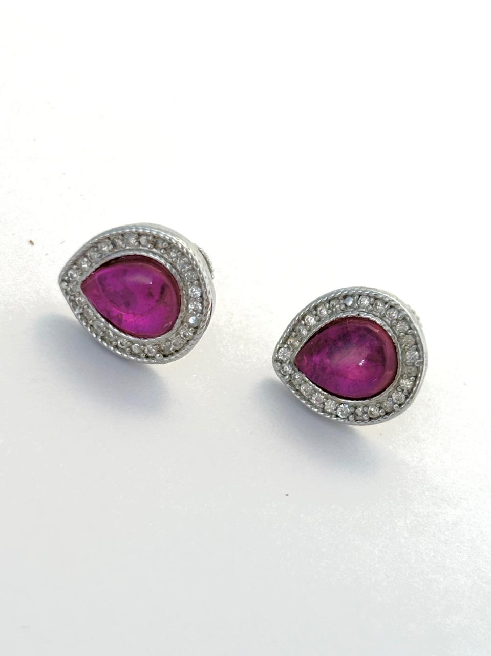 925 Sterling Silver Pear-Cut Pink Topaz Ear Studs 925/003