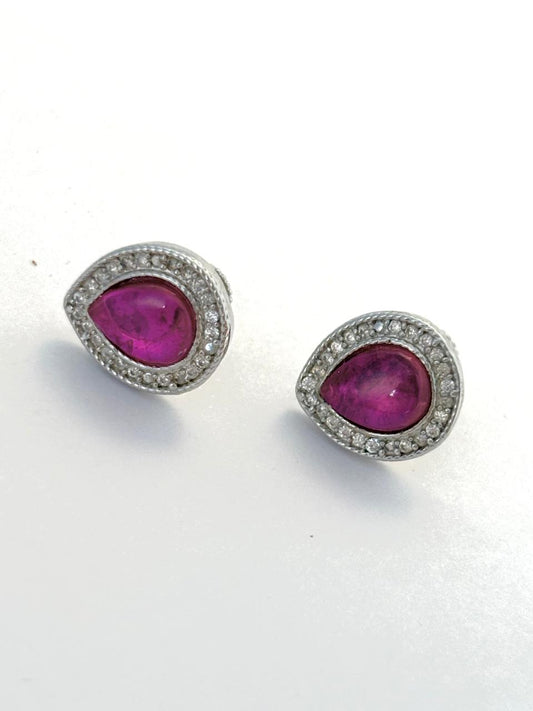 925 Sterling Silver Pear-Cut Pink Topaz Ear Studs 925/003