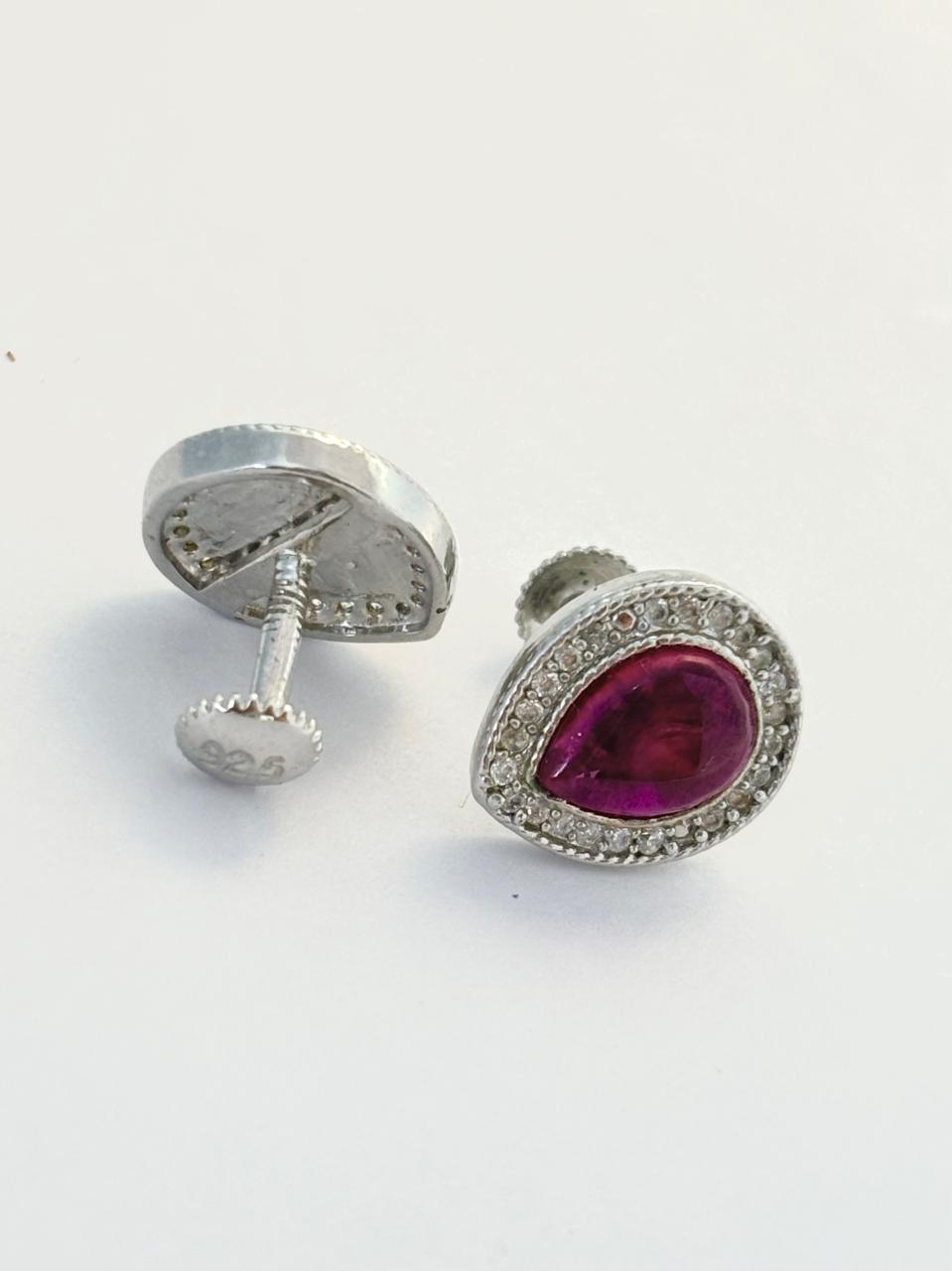 925 Sterling Silver Pear-Cut Pink Topaz Ear Studs 925/003