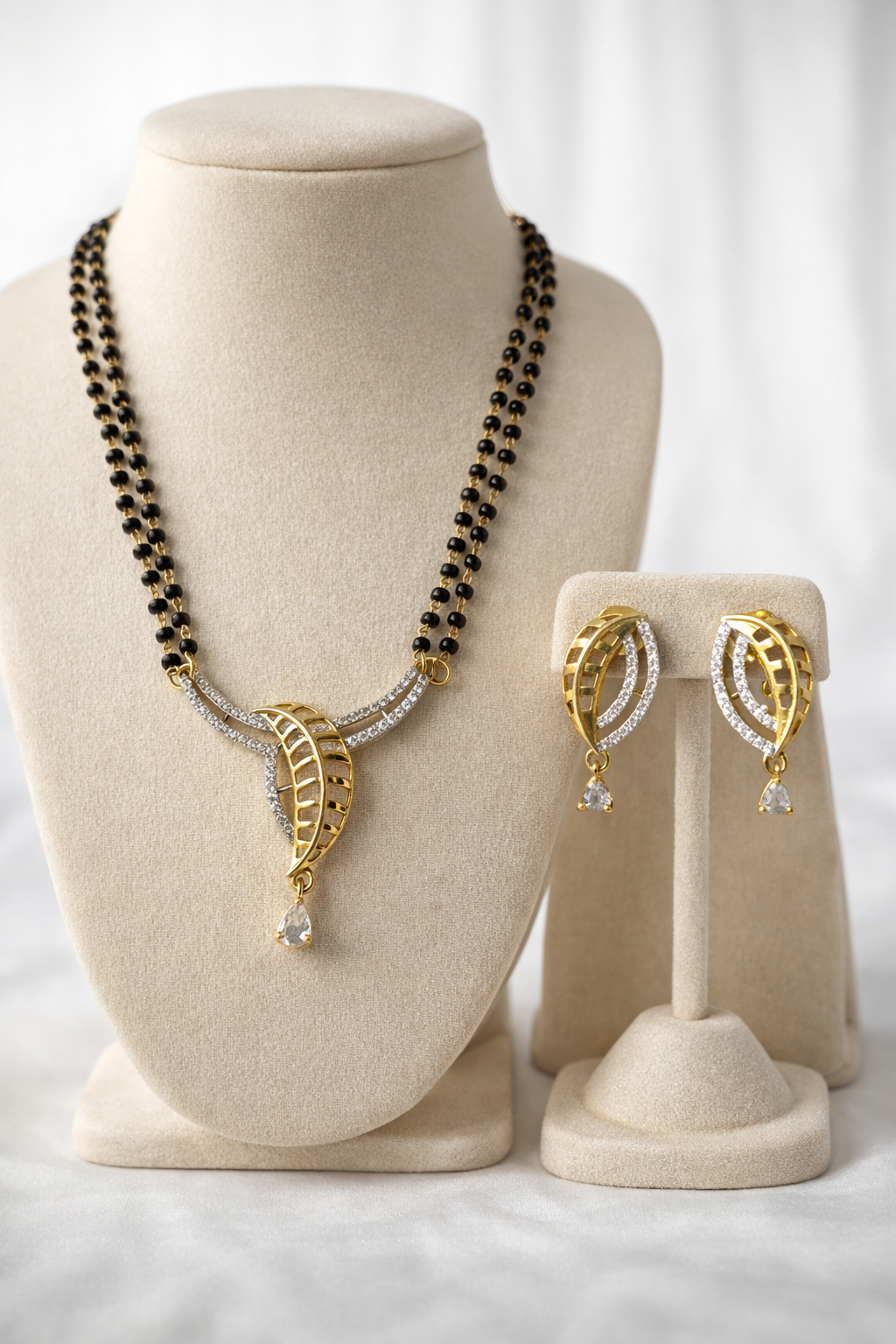 American Diamond 18K Mangal Sutra Set with Matching Earrings MNG0012