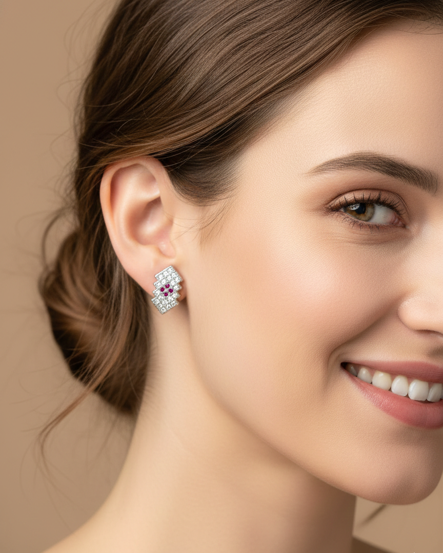 Pure 925 Art Deco Radiant Rhombus Studs 925/011