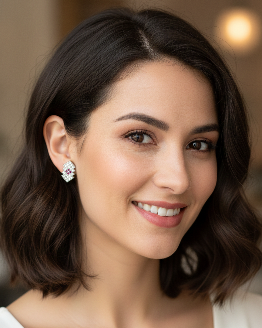 Pure 925 Art Deco Radiant Rhombus Studs 925/011