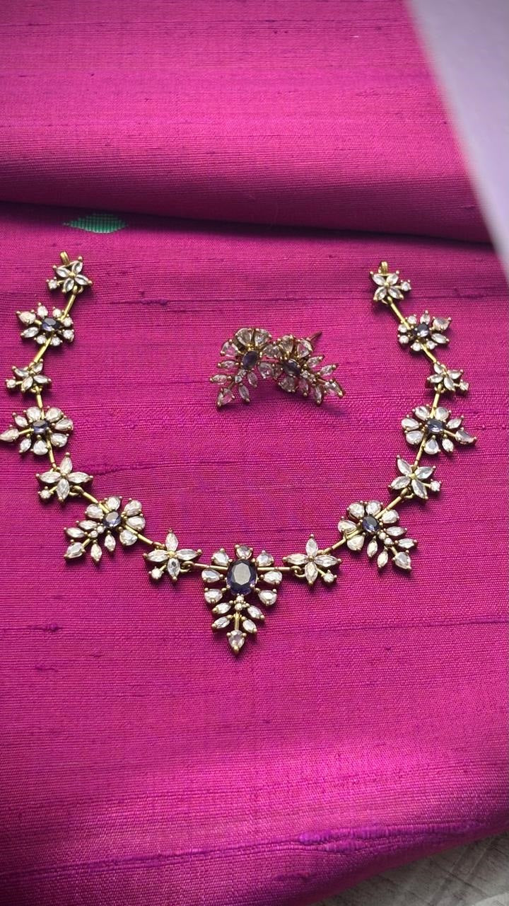 Minimal Victorian White & Purple Stone Necklace MIN021